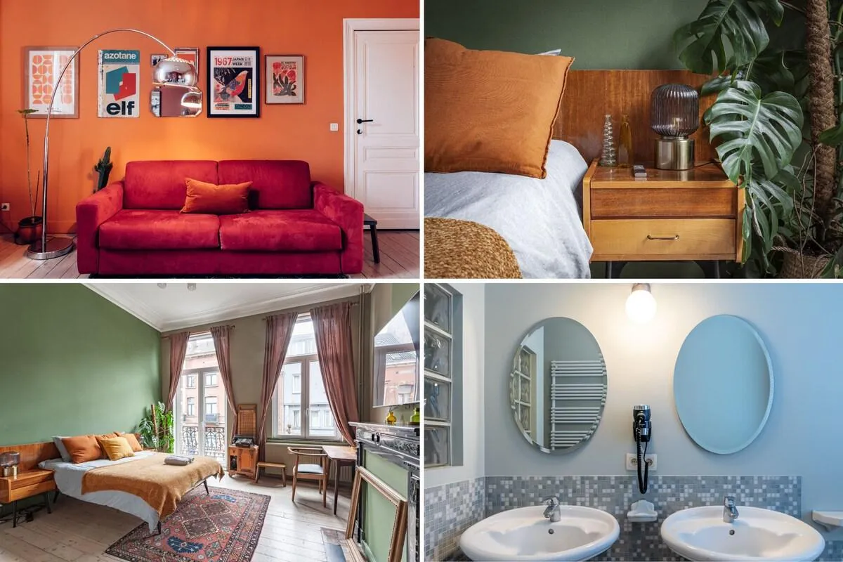 Image of A1)Colourful Vintage Apartment 5min from Gare Midi