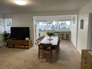 Image of Beachfront Retreat across the road to the beach 🏖