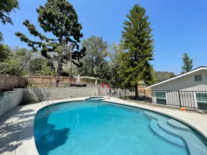 Image of Salt Water Pool Over look Rocky Mountain View