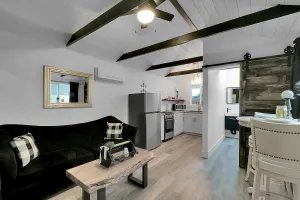 Image of The Black and White Bungalow is a freshly remodeled modern yet rustic studio.