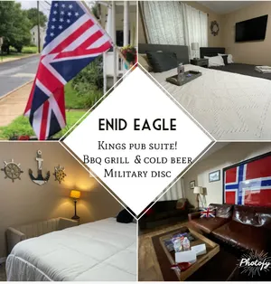 Image of Enid Eagle Pub Suite W King &BBQ. Fast WiFi & Cozy