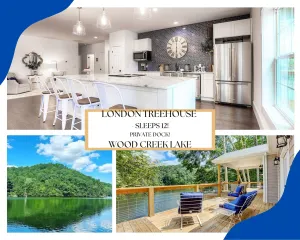 Image of Treehouse w/fall views! Lakefront w/dock & firepit