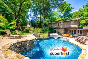 Image of Heated Pool Mid-Century Oasis | Playground + 75"TV