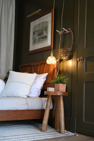 Image of Sweet Myrtle, Midcentury, King Bed, Record Player