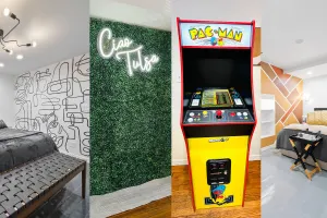 Image of Cherry Street with CARPORT - Arcade Game & Artsy - KING bed - Great Location