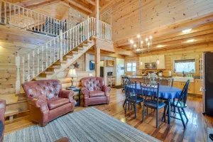 Image of Modern Log Cabin with Rec Room, Steps to Lake!