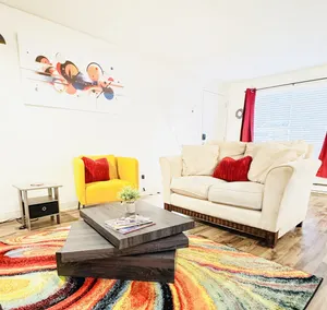 Image of Abstract Abode- bright, artsy, with sauna & pool