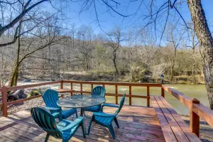 Image of Riverfront Helen Cabin with Hot Tub and Deck!