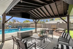 Image of Poolside Playhouse: Beach Getaway, Firepit & Games