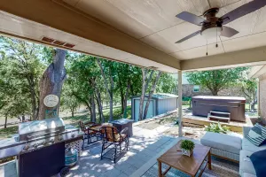 Image of Brazos riverfront home on large waterfront lot with private hot tub & canoe