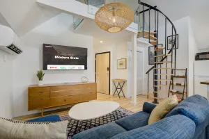 Image of Modern Slate! Stylish Loft w/ Private Balcony