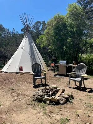 Image of Spacious Tipi with Outdoor BBQ and Fire Pit in Texas