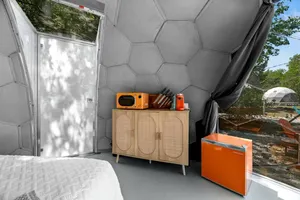 Image of Cozy Glamping Retreat with Outdoor Shower & Fire Pit near Wolfe City, Texas