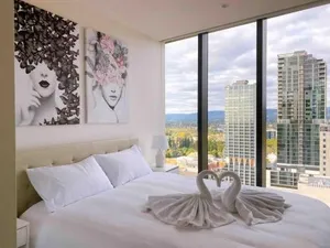 Image of Queen Bed Luxury Parisian Paradise with Amazing City Views & Gym