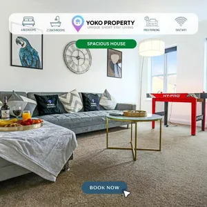 Image of Large 6 Bedroom House with Free Parking, Smart TV with Netflix, Fast Wifi, Air Hockey & Garden by Yoko Property