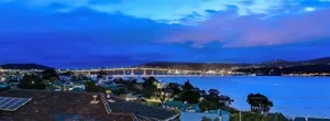 Image of Deep Blue Wow views over river city mountain