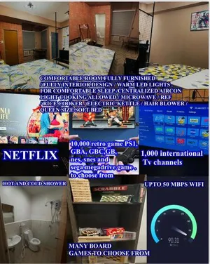 Image of Staycation Cozy Comfortable STAY Hotel QualitY fast Internet Worldwide Channel Cable TV Gaming Netflix Sanitize