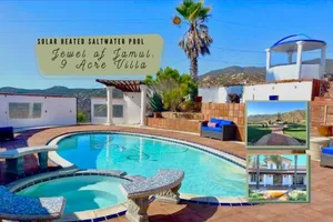 Image of Private Home on 10 Acres - Heated Salt Pool & Jacuzzi, Mountain & City Views, Horseshoes, Basketball, BBQ, Golf Putting, Foosball, Croquet, Bose Stereo, White Cotton Bedding - Hilltop Hacienda, Pool Heat Optional