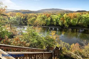 Image of Riverfront Log Cabin w Fireplace Grill & Fire Pit