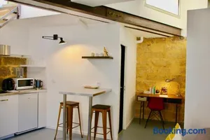 Image of Joli studio avec terrasse-jardin sur les toits, coeur historique