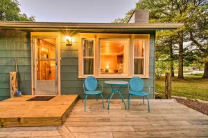 Image of East Tawas Cabin with Deck, Backyard and Fire Pit!