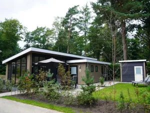 Image of Beautiful Chalet With a Fireplace in a Wooded Area
