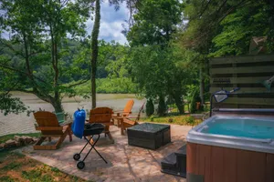 Image of Cozy Cabin on Lake Front With Hot tub Firepit