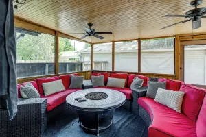 Image of Hot Tub + Outdoor Kitchen: Stylish Home in Bryan