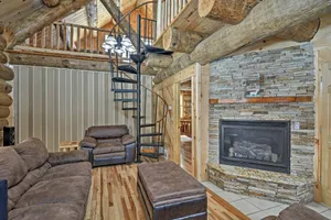 Image of Custom Log Cabin with Deck and 45 Acres By Pine River!