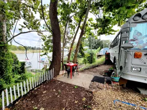 Image of Bruiser Cozy Riverfront School Bus Pet Friendly
