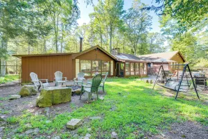 Image of Walk to Lake Harmony Home with Hot Tub and Fire Pit