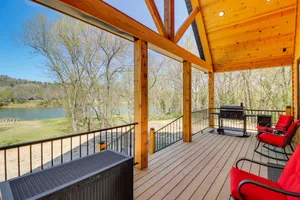 Image of Riverfront Mountain View Cabin w/ Deck & Grill!