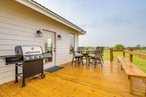 Image of Furnished Deck + Views: Rural Schulenburg Retreat