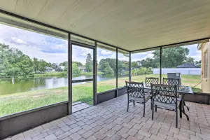 Image of Lanai and Pond at Tranquil Bradenton Retreat!