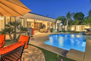 Image of Heated Pool and Putting Green Luxe Gilbert Home