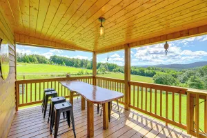 Image of Deck & Scenic View: Historic Cabin in Piney Creek!