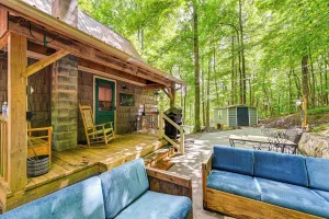 Image of Patio & Fire Pit: Charming Cabin in Roaring Gap!