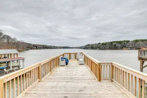 Image of Deck & Lake Gaston Access: Dog-friendly Getaway