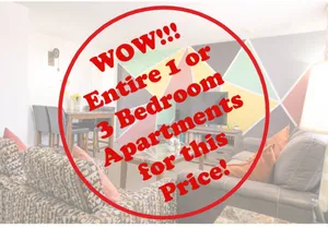 Image of 1 or 3 Bedroom Apartment with Full Kitchen