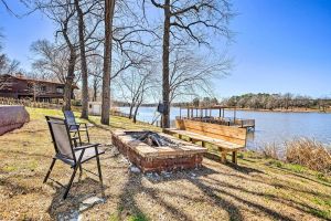 Image of Lakefront Fort Towson Home Private Dock and 3 Decks