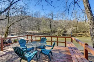 Image of Riverfront Helen Cabin with Hot Tub and Deck!