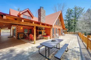 Image of Hot Tub & Dock: Waterfront Cabin in Old Forge!