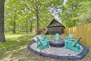 Image of Furnished Deck and Lake Access Fairland Log Cabin