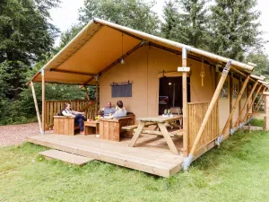 Image of Atmospheric Glamping Tent With Bathroom in Nature