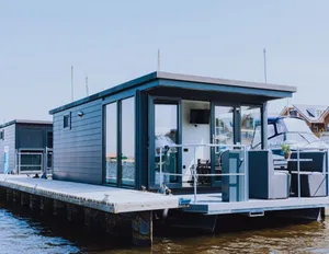 Image of Modern Houseboat With air Conditioning Located in Marina