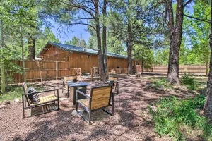 Image of Patio, Fenced Yard Pet-Friendly Pinetop Cabin!