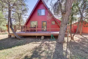Image of Rustic-modern Overgaard Cabin w/ Decks & Fire Pit!