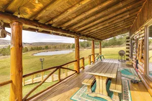 Image of Log Cabin w/ Pond & Trail Access in Almond!