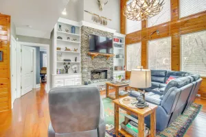 Image of Game Room & Fire Pit: Riverfront Home in Ellijay!