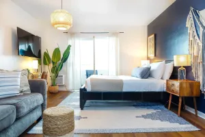 Image of Bayfront Apartment Breathtaking Views- one bedroom w balcony- living room -Free Parking